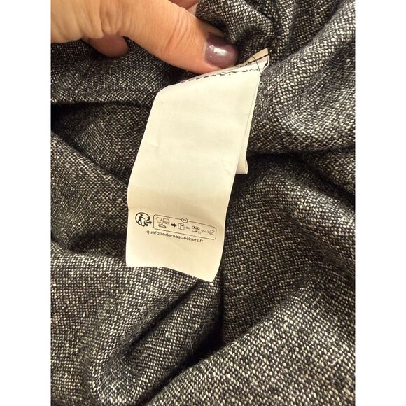 Vanessa Bruno Bell Sleeve Blouse Boxy Wool Blend Relaxed Black Gray Tweed Size L - Picture 8 of 9